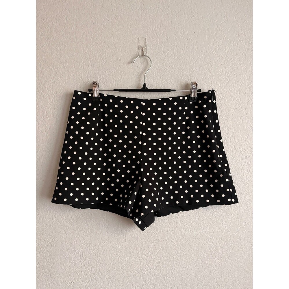 Zara High Waist Polka Dot Shorts in Black/White Size LARGE
